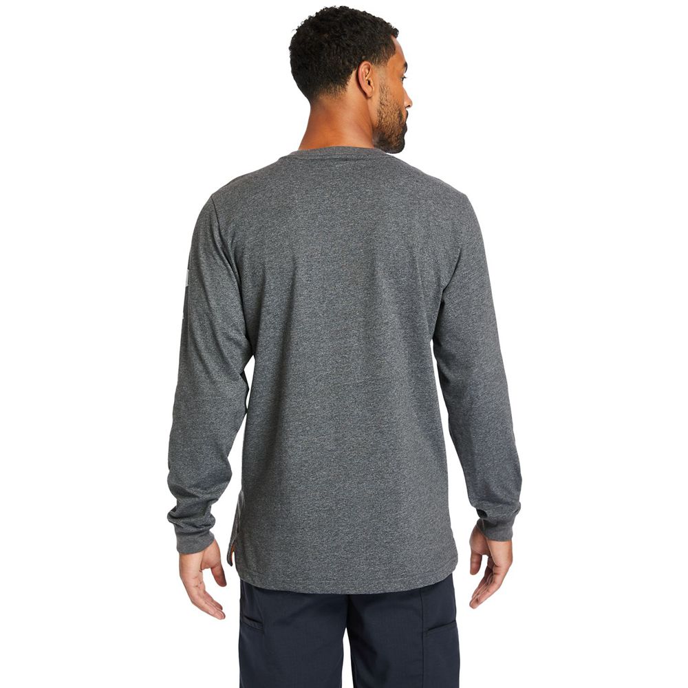 Timberland Mens T-Shirts PRO® Logo Sleeve Base Plate Wicking - Dark Grey - India GC1204759